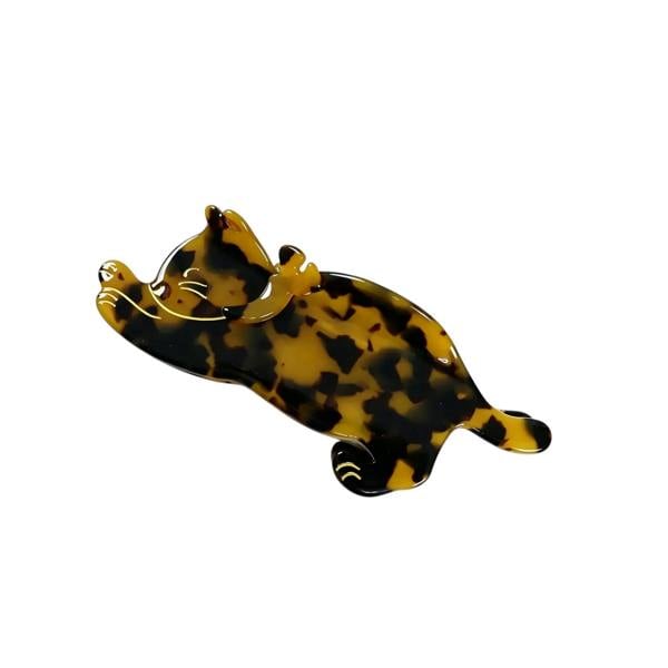 Gold Trip Tortoiseshell Stretching Cat Claw Clip
