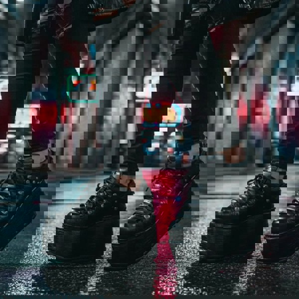 New Rock M-120N-C96 Black Leather Platform Ankle Boots