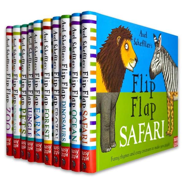 Axel Scheffler's Flip Flap Series 10 Books Collection Set (Farm, Jungle, Pets, Zoo, Minibeasts, Safari, Ocean, Dinosaurs, Frozen and Forest)