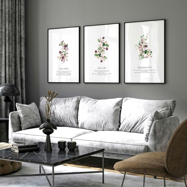 Large art for living room | set of 3 Christian wall art prints