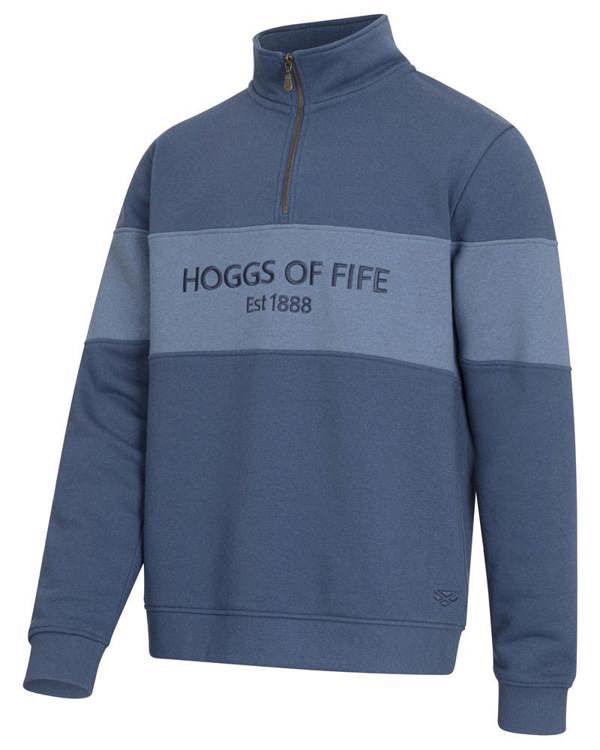Hoggs of Fife Dumfries 1888 Gents 1/4 Zip Sweatshirt - Sea Blue/Vintage Blue