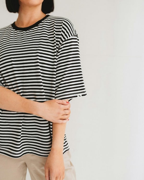 Elsie Multicolour Stripe Print Oversized T-Shirt-image 6