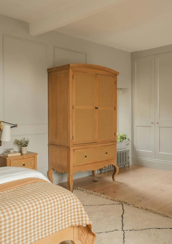 Statement Furniture Louis Large French Combi Wardrobe with Cane Rattan Doors and Drawer