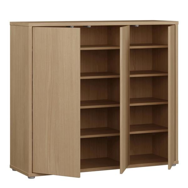 Furniture To Go Alice Springs Shoe Cabinet with 3 Doors Push-to-Open in Elegancia Oak