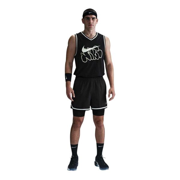 Nike Mens 2 in 1 Basketball Shorts - Black/White - 