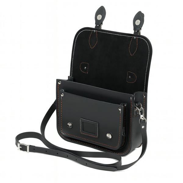 Zatchels Leather Midi Satchel - Double Stitch - Graphite