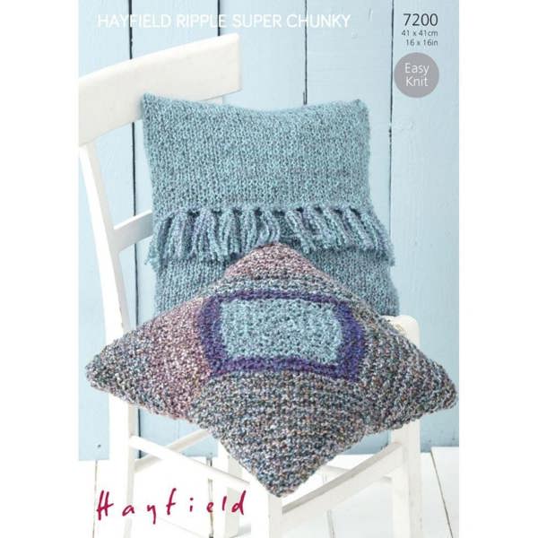 Hayfield Ripple Knitting Pattern 7200, Cushions 16 x 16 Inches - Easy