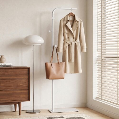 HOMCOM Modern Clothing Rack with 3 Side Hooks, 45 x 25 x 169 cm, White