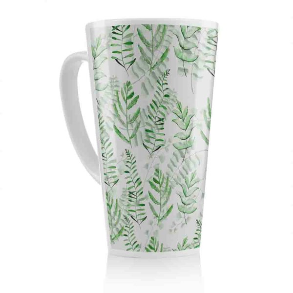 Benjamin Tate Design Green Fern Watercolour Latte Mug