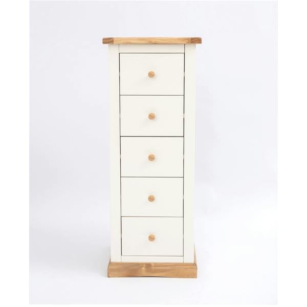 Trevi 5 Drawer Narrow Chest of Drawers Wood Knob