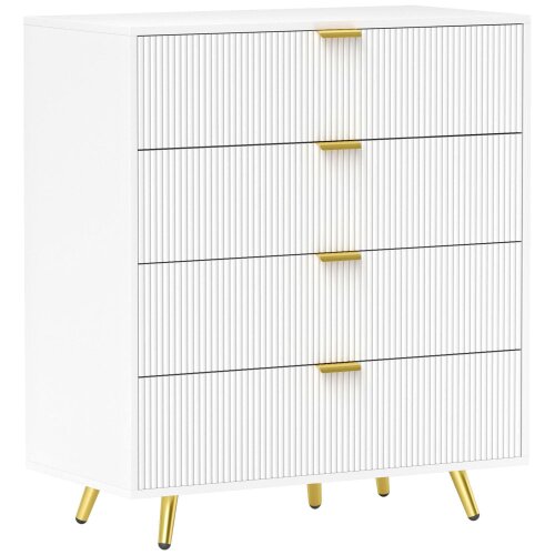 Wyld Haus Refa Wooden White Elegant 4 Drawer Bedside Storage Table