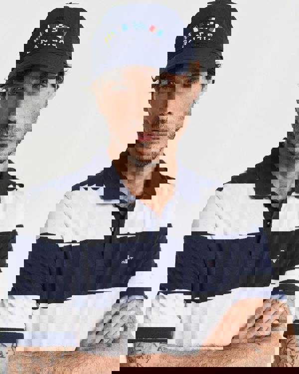 GANT Mens Block Stripe Polo - 433 Evening Blue