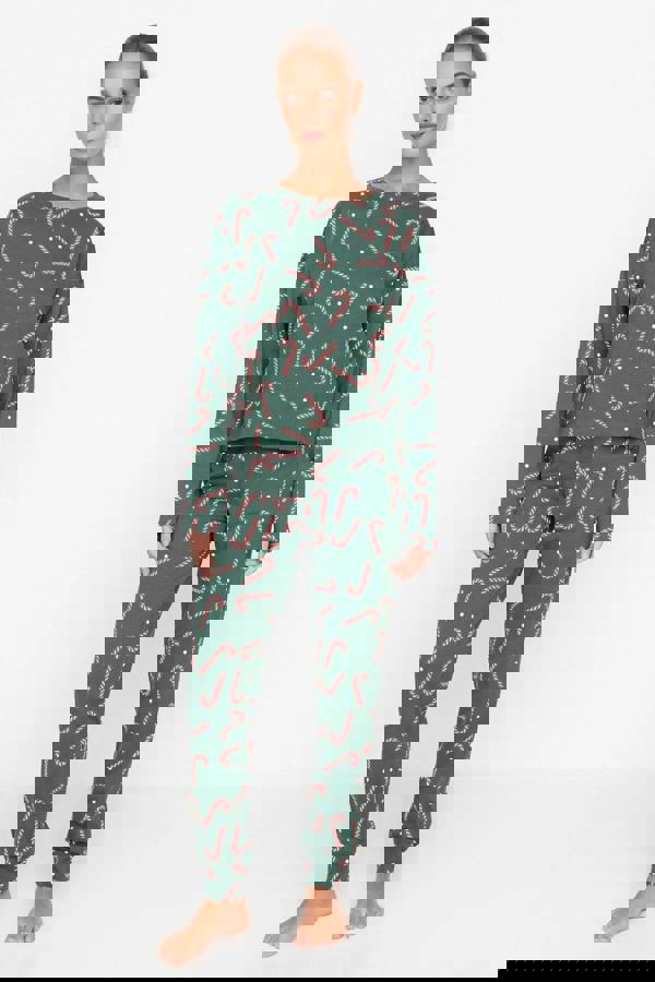 WOVCOR 2-Piece 100% Cotton Christmas Themed Knit Pajama Set