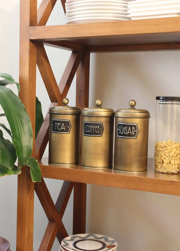 Rozi Gold Coffee, Tea, And Sugar Canister Set - 22 cm (H)