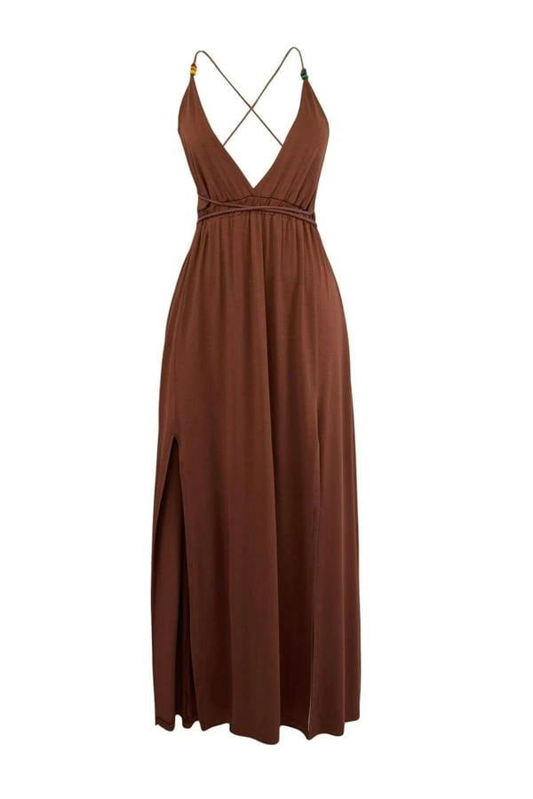 WOVCOR Knitted Maxi Beach Dress with Slit