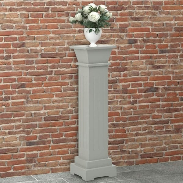Berkfield Classic Square Pillar Plant Stand Grey 17x17x66 cm MDF