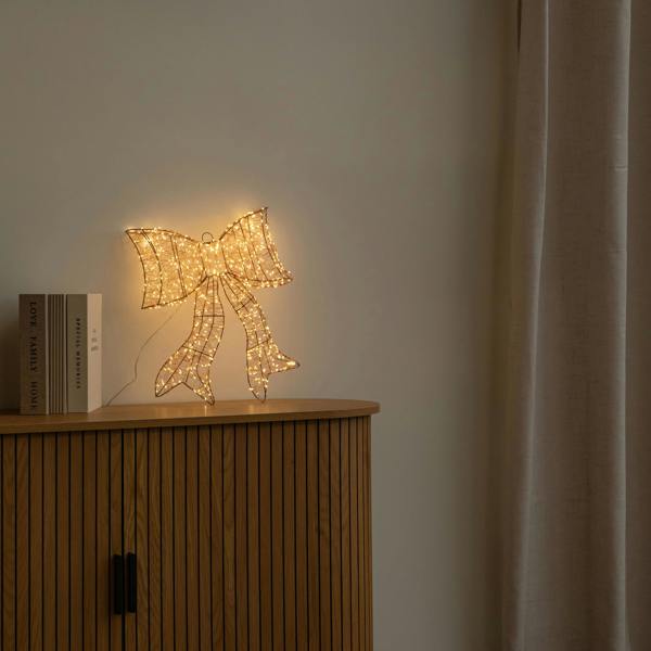 Samuel Alexander 43cm Light up Gold Christmas Bow with 650 Warm White LEDs