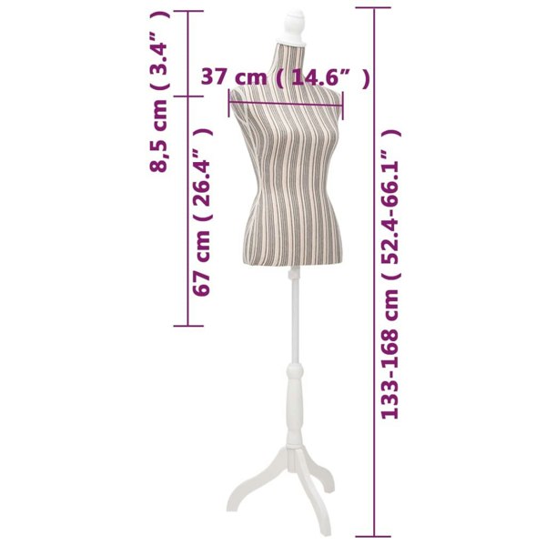 Berkfield Ladies Bust Display Mannequin Linen With Stripes