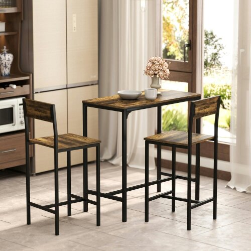 Wyld Haus Torakeno 3 Piece Industrial Bar Table And 2 Stool Set For Compact Spaces