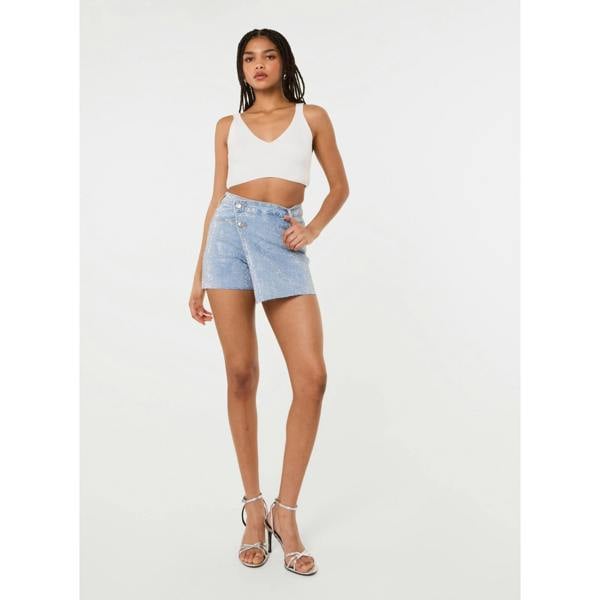Pink Vanilla Diamante Denim Skort