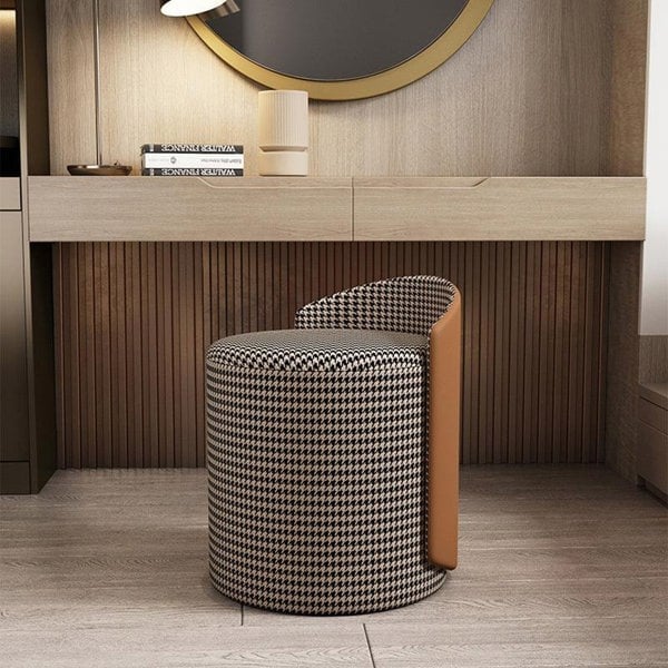 Nora Ottoman Footstool, White Boucle, Dressing Table Stool-Weilai Concept-Weilai Concept