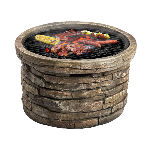 Centurion Supports Fireology SAMUI Beige Majestic Garden and Patio Round Multi-function Heater, Fire Pit, Brazier and Barbecue
