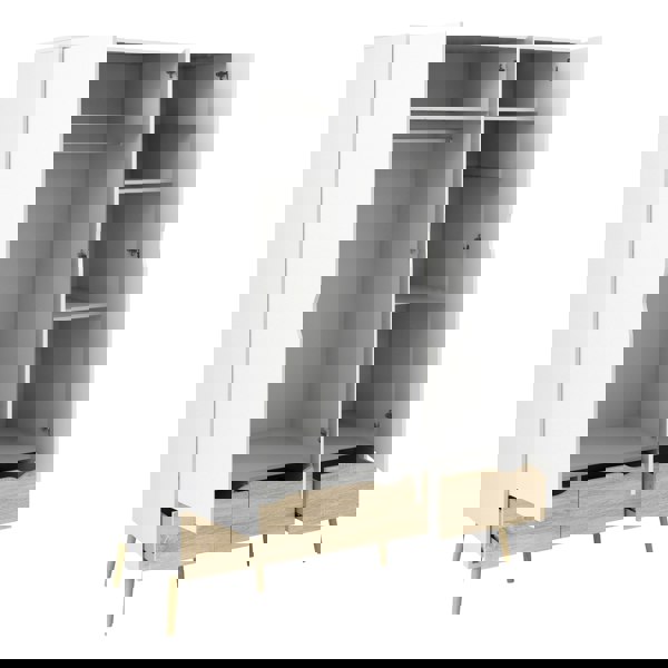 Furniture To Go Oslo Wardrobe 3 Doors 3 Drawers in White and Oak