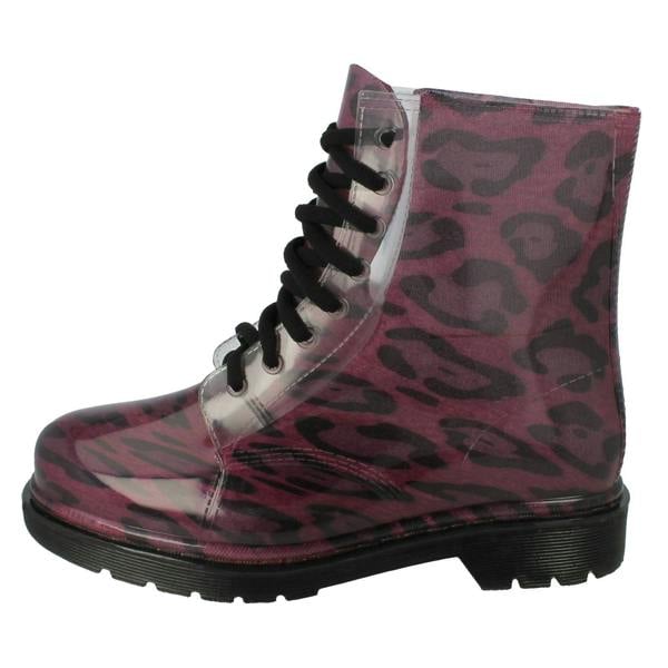 Spot On Ladies Spot On Chunky Heel Transparent Boots
