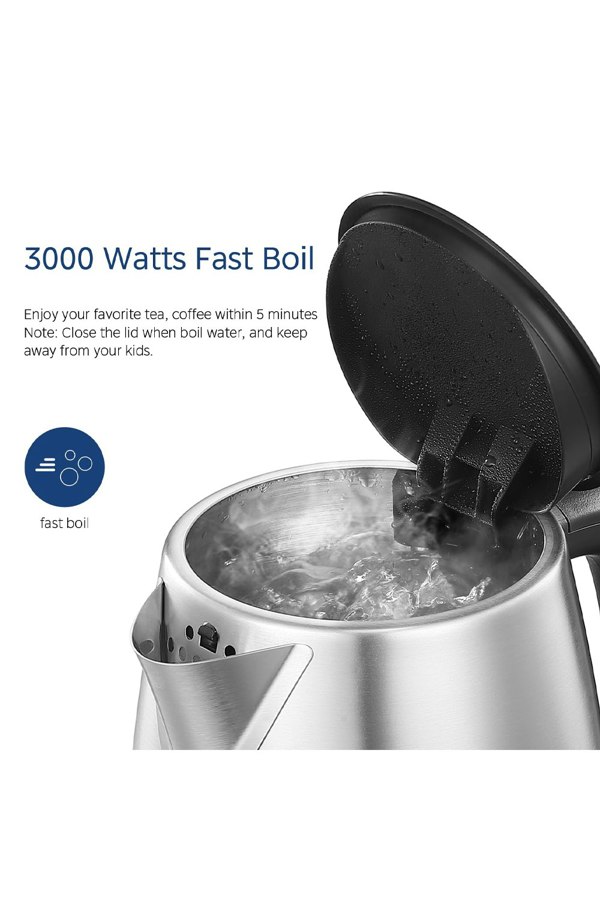 Living and Home 1.7L Midea Electric Kettle 3KW Stainless Steel Kettle LED Indicator Dry-Boiling Protection