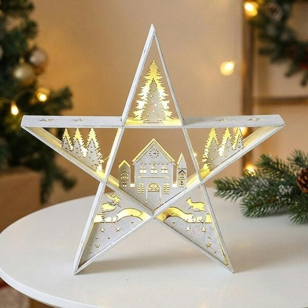 Garden Greatness Plywood Star Warm White LED Light