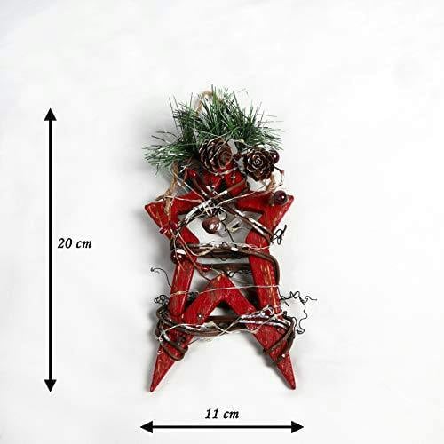 2cm Red Wooden LED Star Hanging Ornament with 15 Warm White LEDs image 7