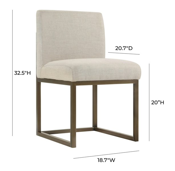 Furniture Edit Haute Beige Linen Dining Chair in Brass