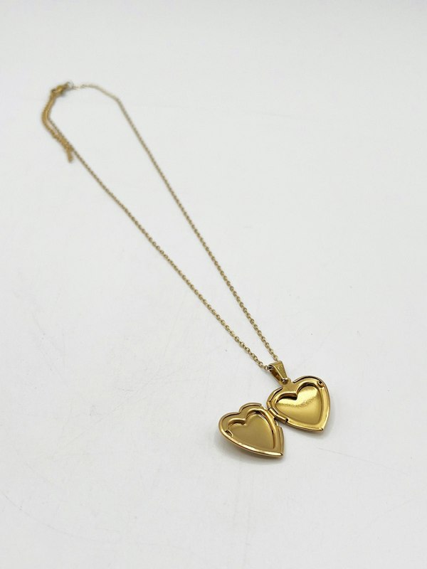 SVNX Large Heart Locket Necklace in Gold Colour