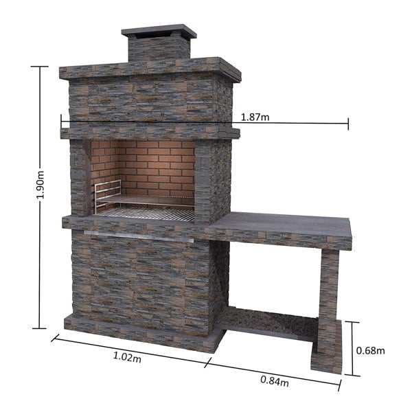 Callow Londres Modern Masonry Charcoal BBQ with Side Table in Dark Stone