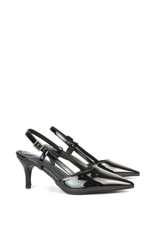 XY LONDON Mid Heel Stilettos Pointed Toe Slingback Court Shoes
