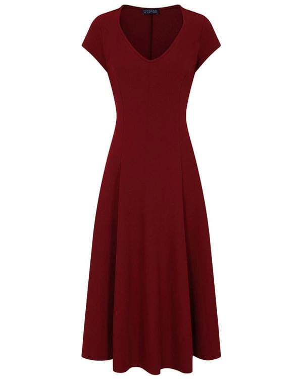 HotSquash A Line Midi Dress with Cap Sleeves