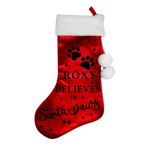 Personalised Memento Company Personalised Santa Paws Christmas Red Stocking