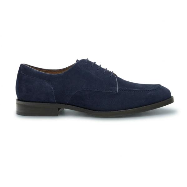 House Of Cavani Brera - Men's Navy Suede Classic Lace-Up Derby Shoes
