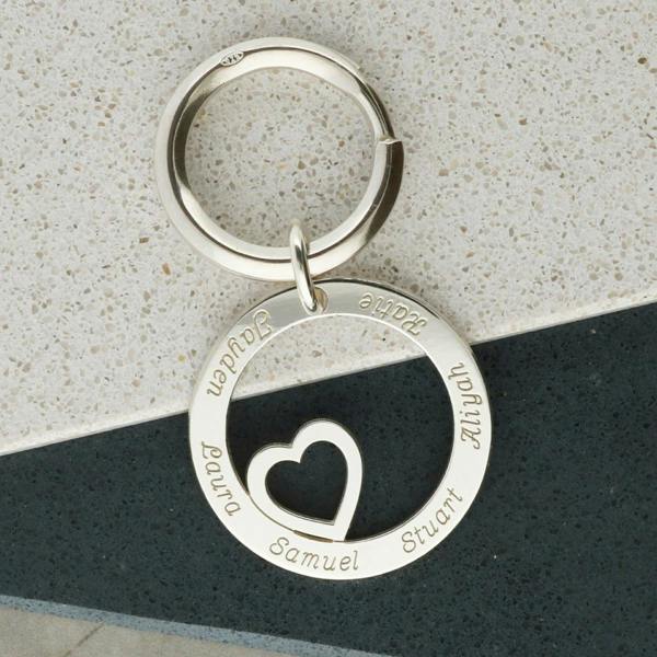 Christopher James of London Sterling Silver Heart Disc Personalised Keyring