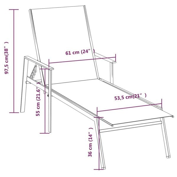 Berkfield Sun Lounger Steel and Textilene Fabric Black