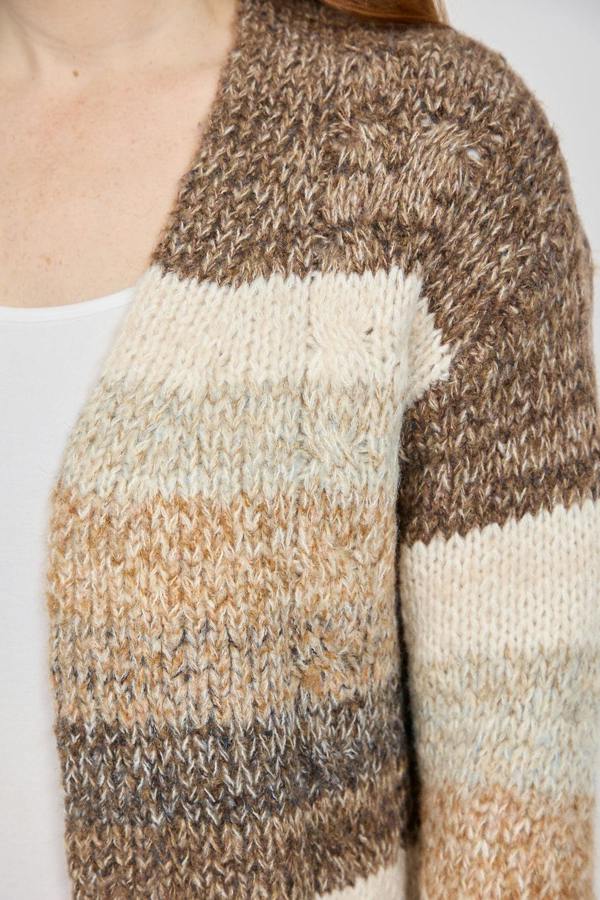 Mudflower Cable-Knit Stripe Cardigan
