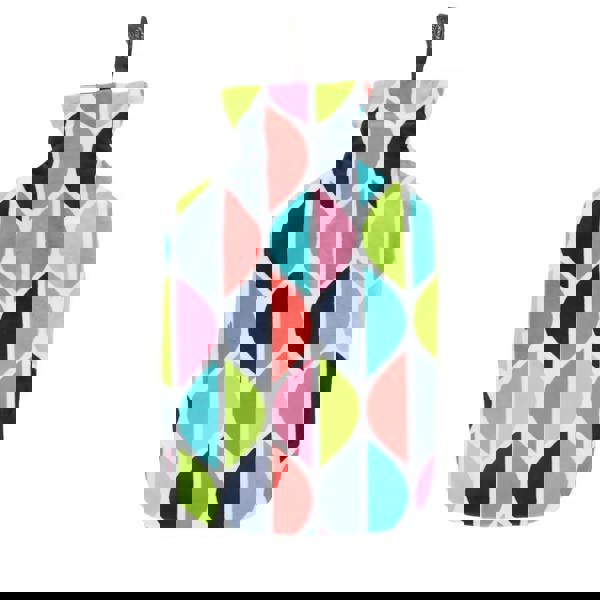 Fashy 2L hot water bottle with vibrant neon geometric plush cover