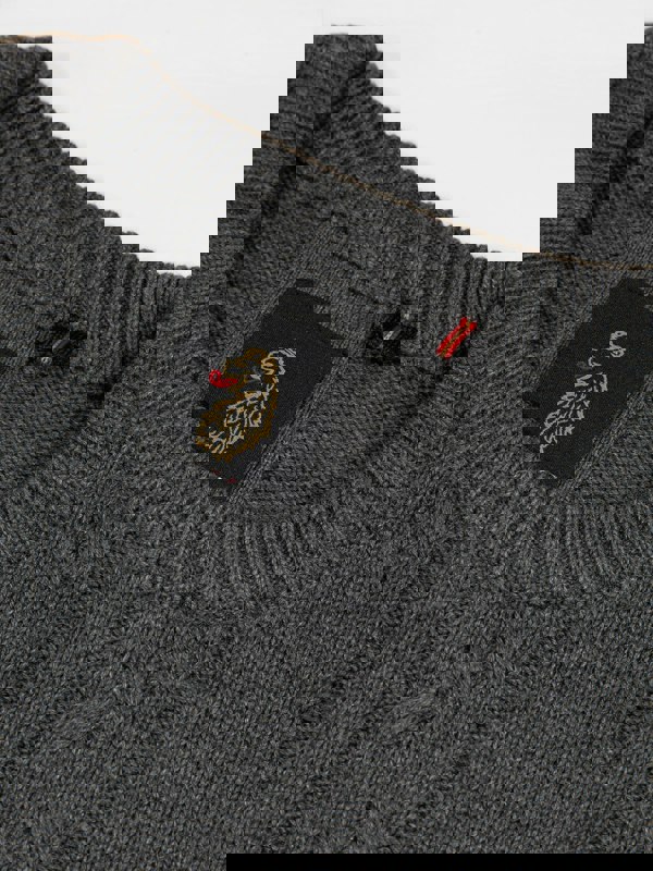 Luke 1977 Mitcham Cable Knit Jumper - Charcoal