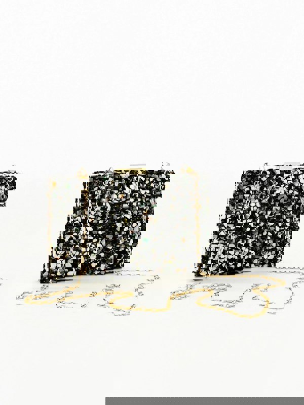 SVNX Embellished Clutch bag in Black Speckle