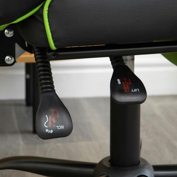 Samuel Alexander Ergonomic Gaming Chair with Footrest and Removable Pillows in Green