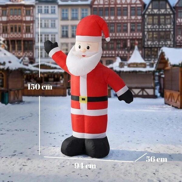 Bobobiy 5ft Christmas Inflatable Velvet Look Santa Claus with Welcoming Gesture