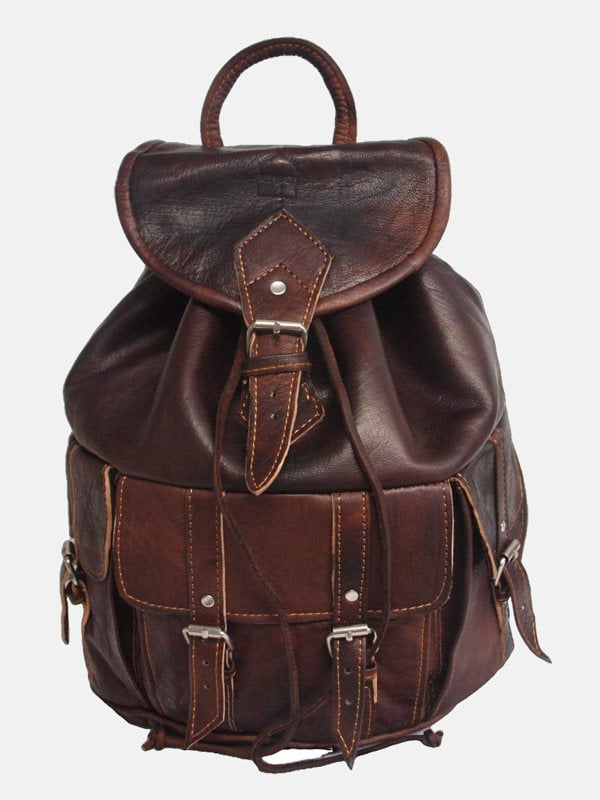 Berber Leather The Larache Large Rucksack in Dark Brown