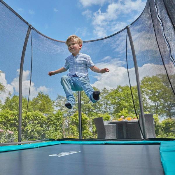 10ft x 7ft Salta Green Rectangular Comfort Edition Inground Trampoline with Enclosure