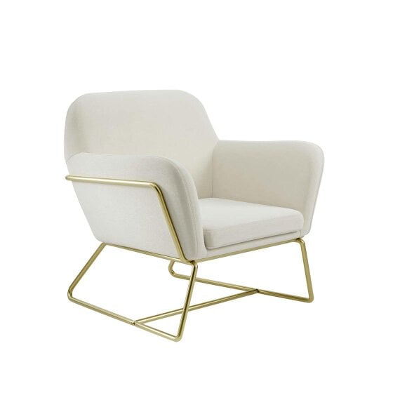 Wyld Haus Marselle Cream Velvet Upholstered Armchair Gold Legs