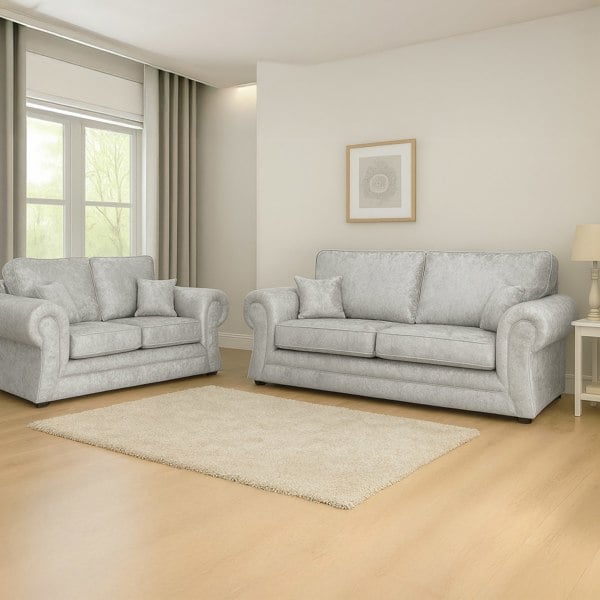 Furnishings For Less Chelsea Crushed Velvet Full Back Sofa Suite